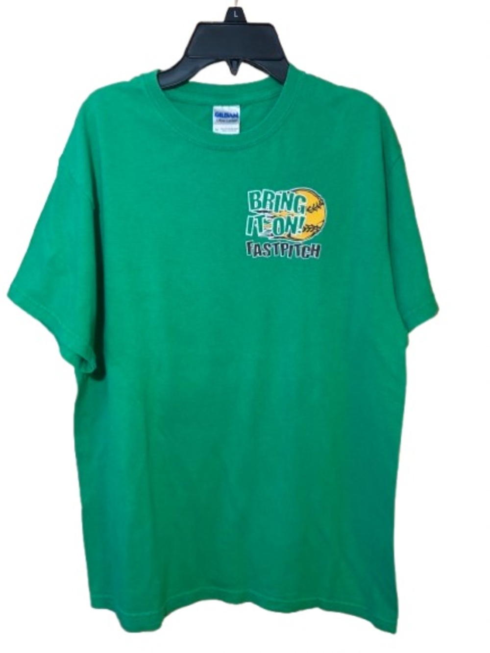 Girls Medium t-shirt featuring a softball graphic with the text "Bring it on”